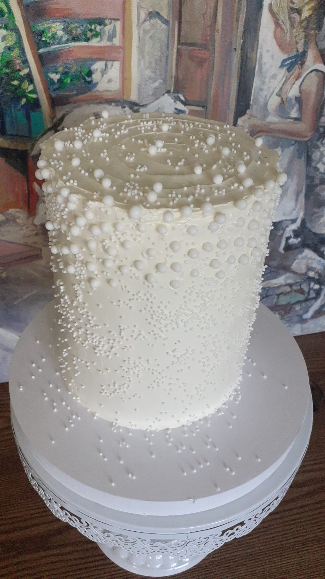 Wysoki tort weselny z perłami — Cake Time Cieszyn